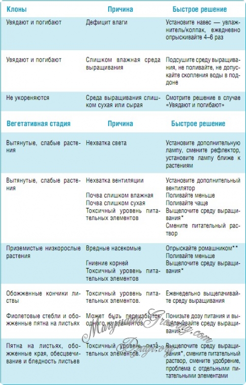 Таблица решения проблем клонов